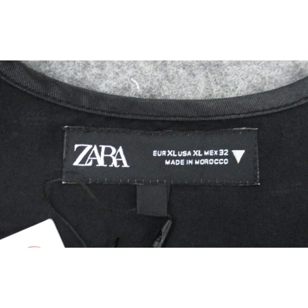 Zara Black Mini Dress Satin Effect Womens XL Sleeveless